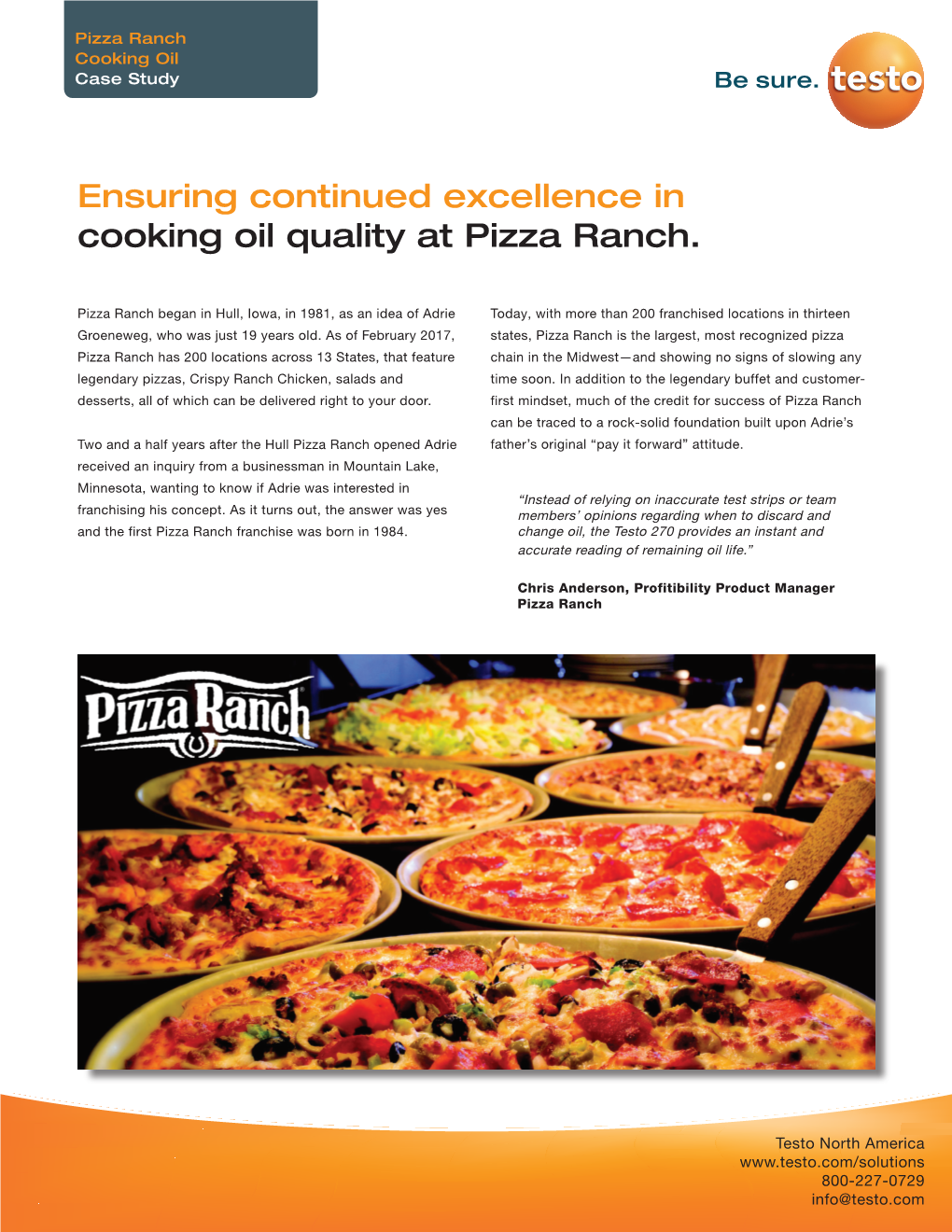 Ensuring Continued Excellence in Cooking Oil Quality at Pizza Ranch