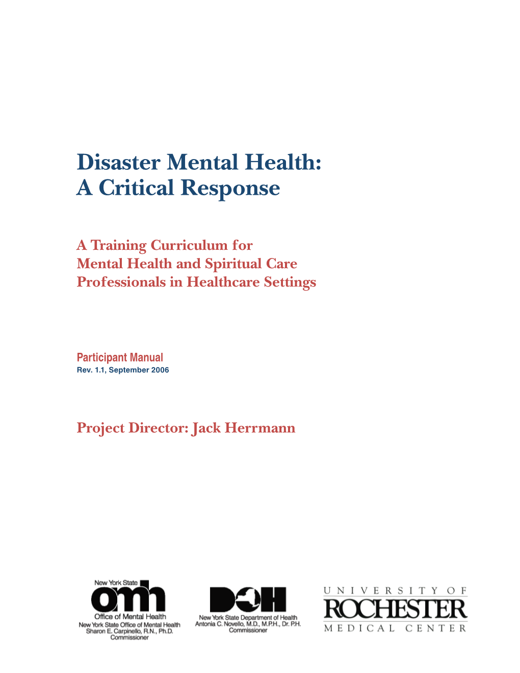 Disaster Mental Health: a Critical Response