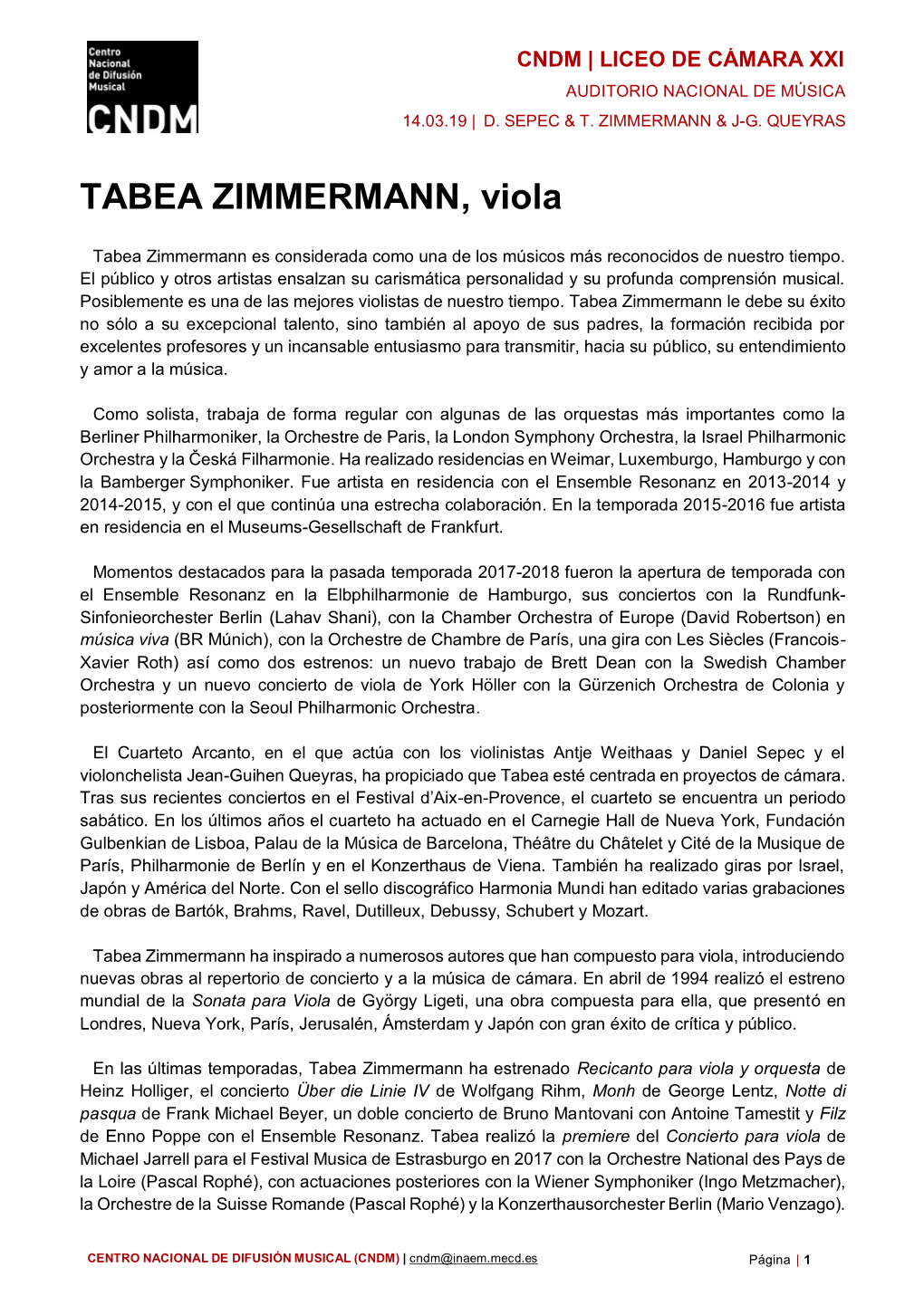 TABEA ZIMMERMANN, Viola