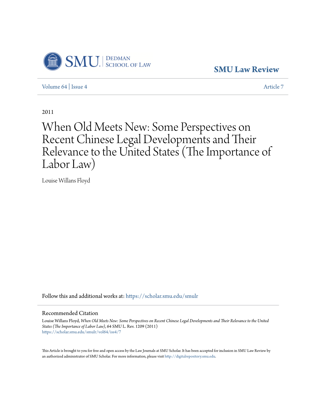 When Old Meets New: Some Perspectives on Recent Chinese