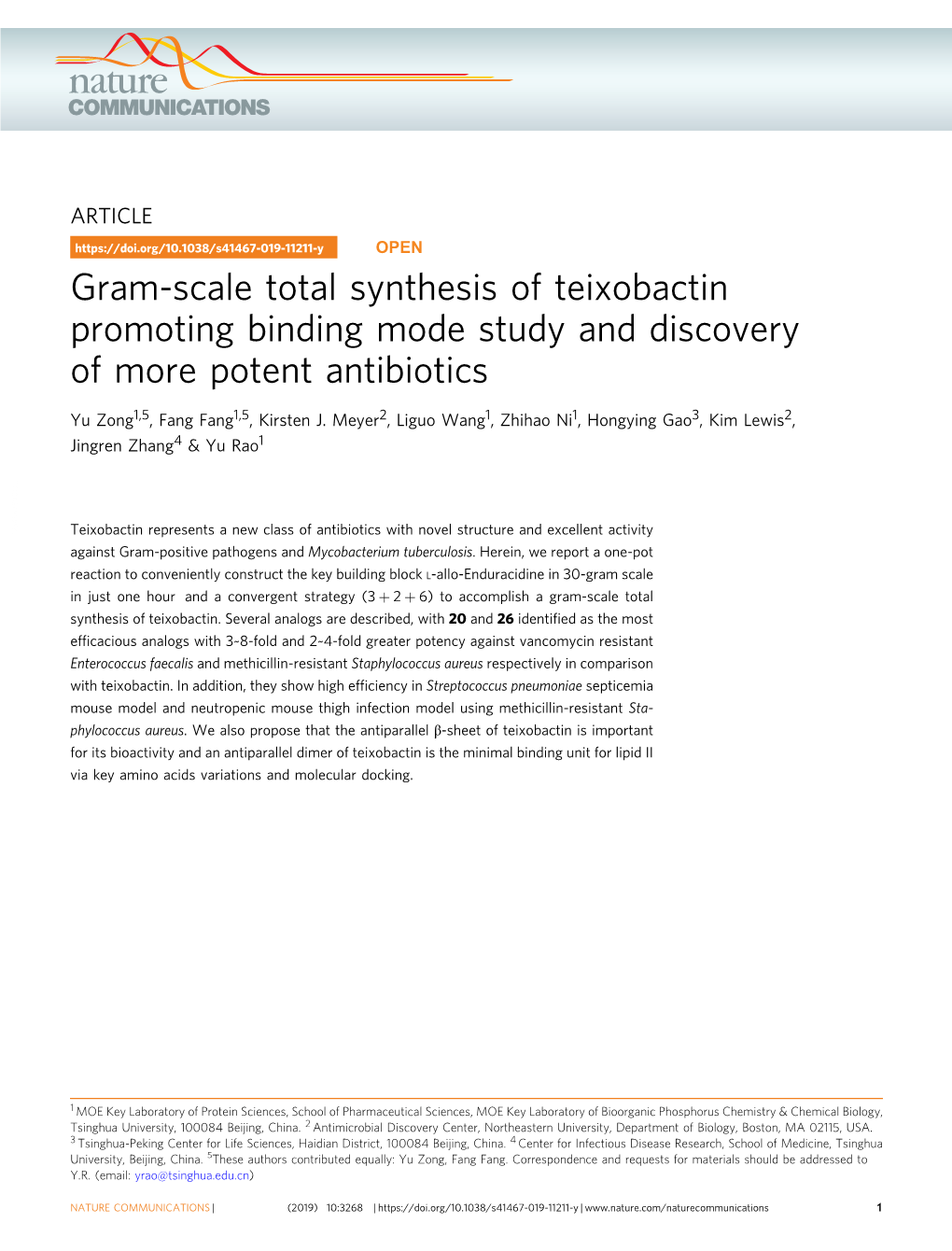 Gram-Scale Total Synthesis of Teixobactin Promoting Binding Mode Study and Discovery of More Potent Antibiotics