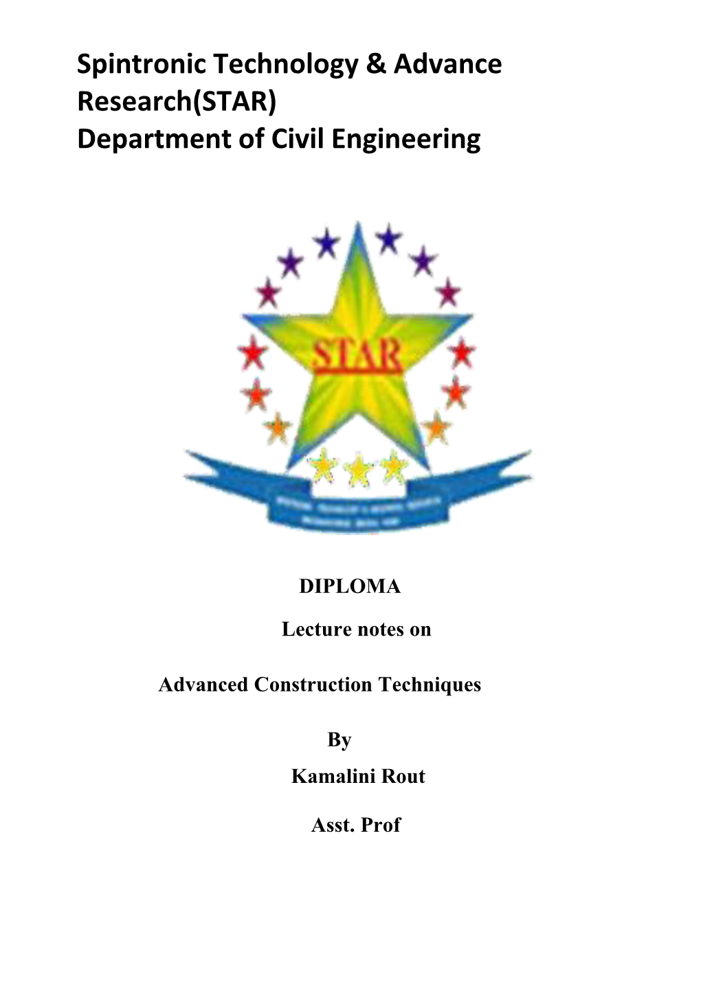 (STAR) Department of Civil Engineering