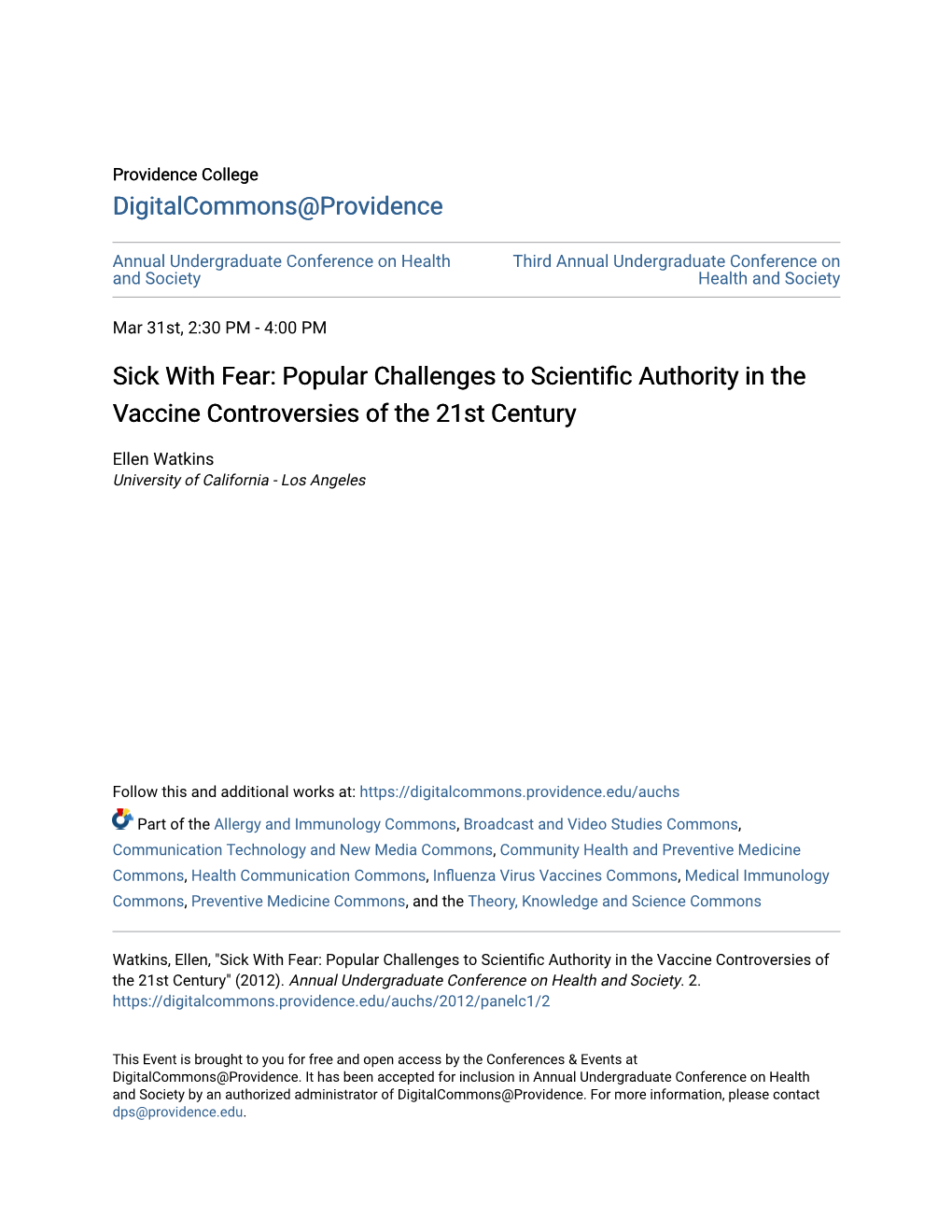 Popular Challenges to Scientific Authority in the Vaccine Controversies of the 21St Century