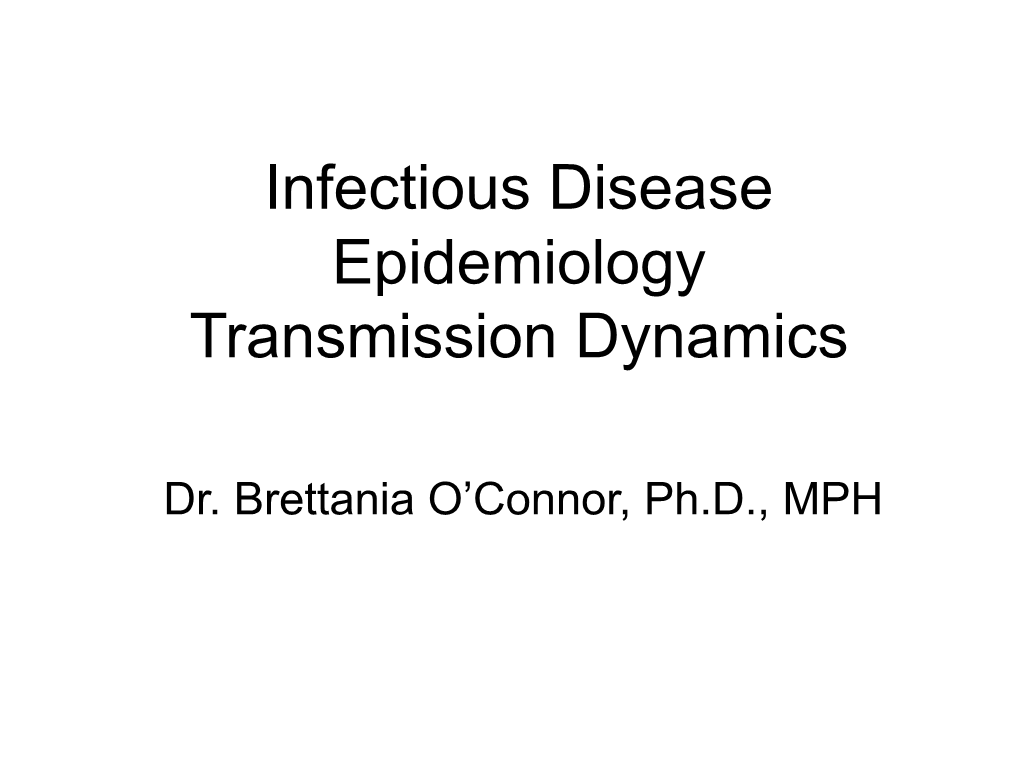 Infectious Disease Epidemiology Transmission Dynamics