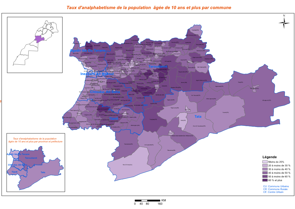 Taux D'analphabetisme De La Population Âgée De 10 Ans Et Plus Par Commune Ü Toubkal(CR)