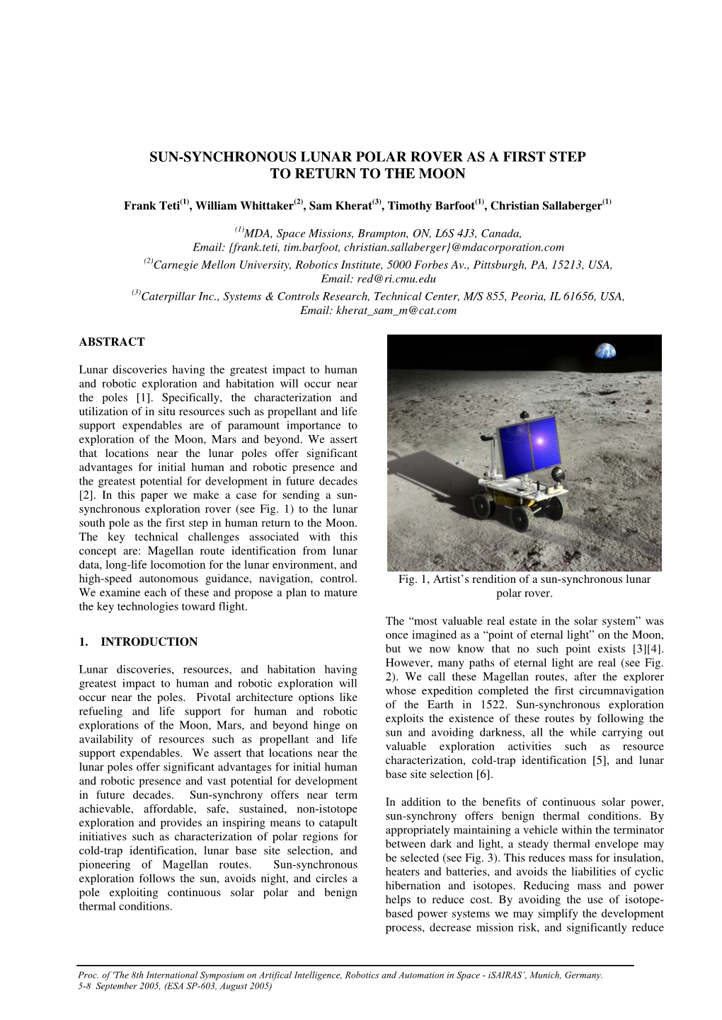 Sun-Synchronous Lunar Polar Rover As a First Step to Return to the Moon