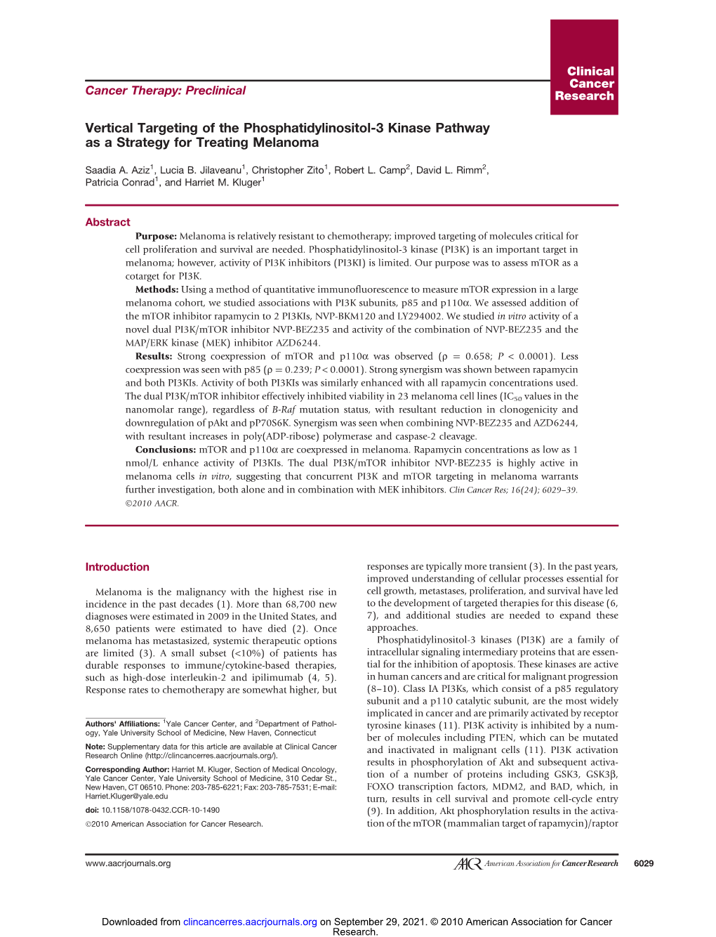 Vertical Targeting of the Phosphatidylinositol-3 Kinase Pathway As a Strategy for Treating Melanoma