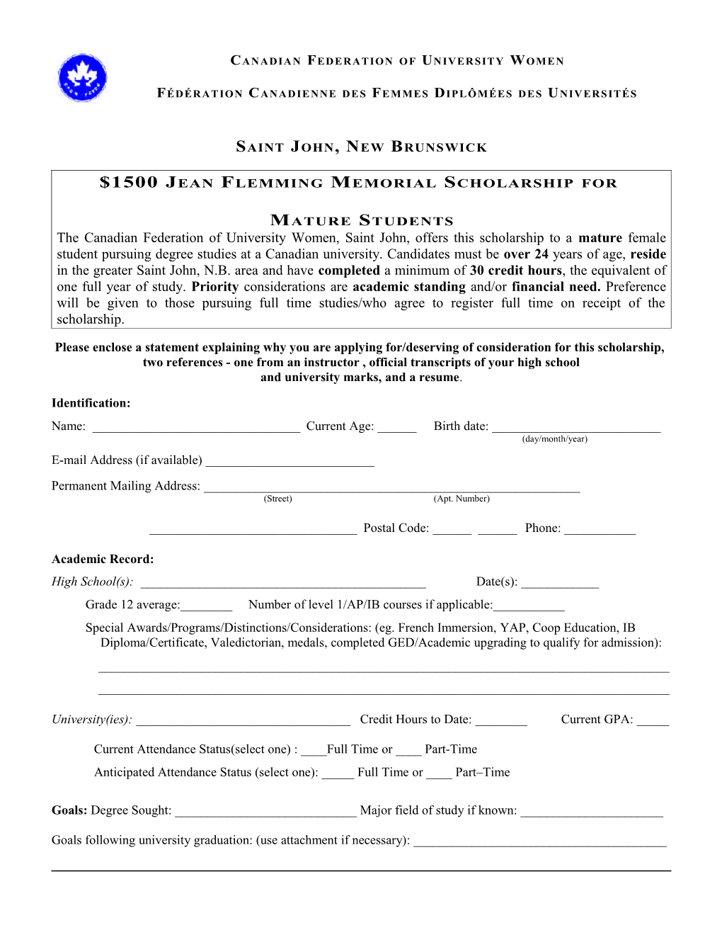 Scholarship Application Form