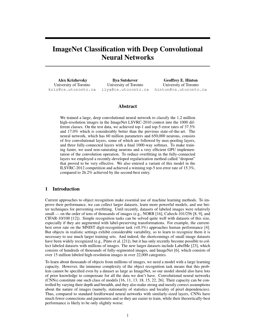 Imagenet Classification with Deep Convolutional Neural Networks