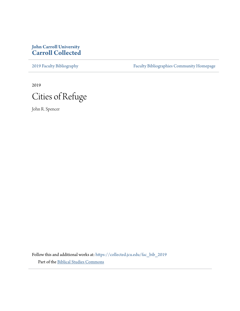 Cities of Refuge John R