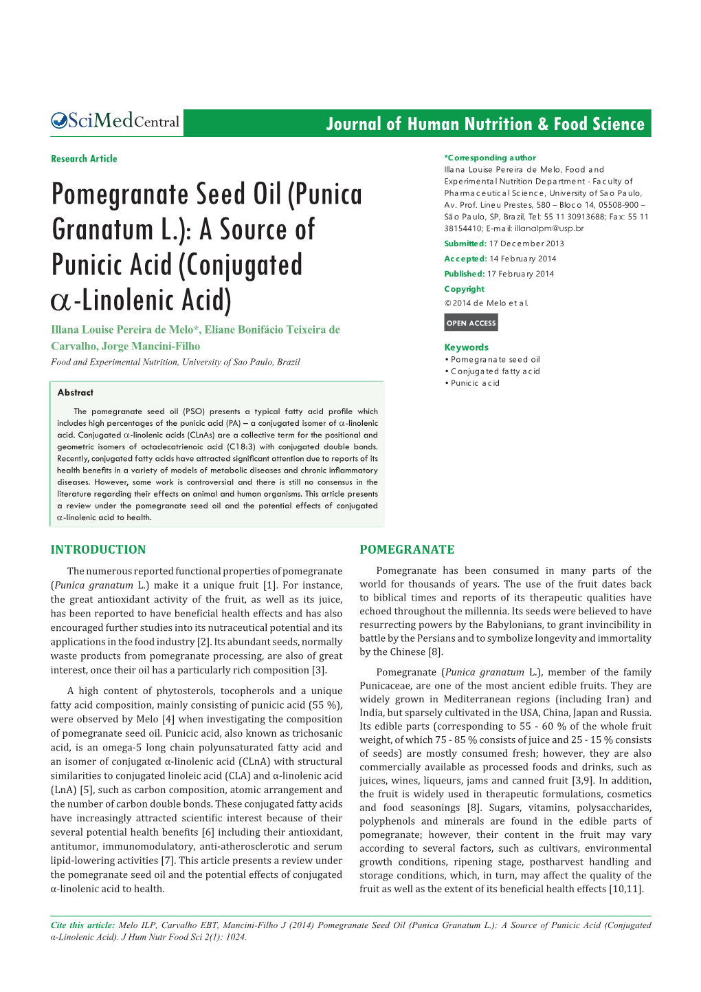 Pomegranate Seed Oil (Punica Av