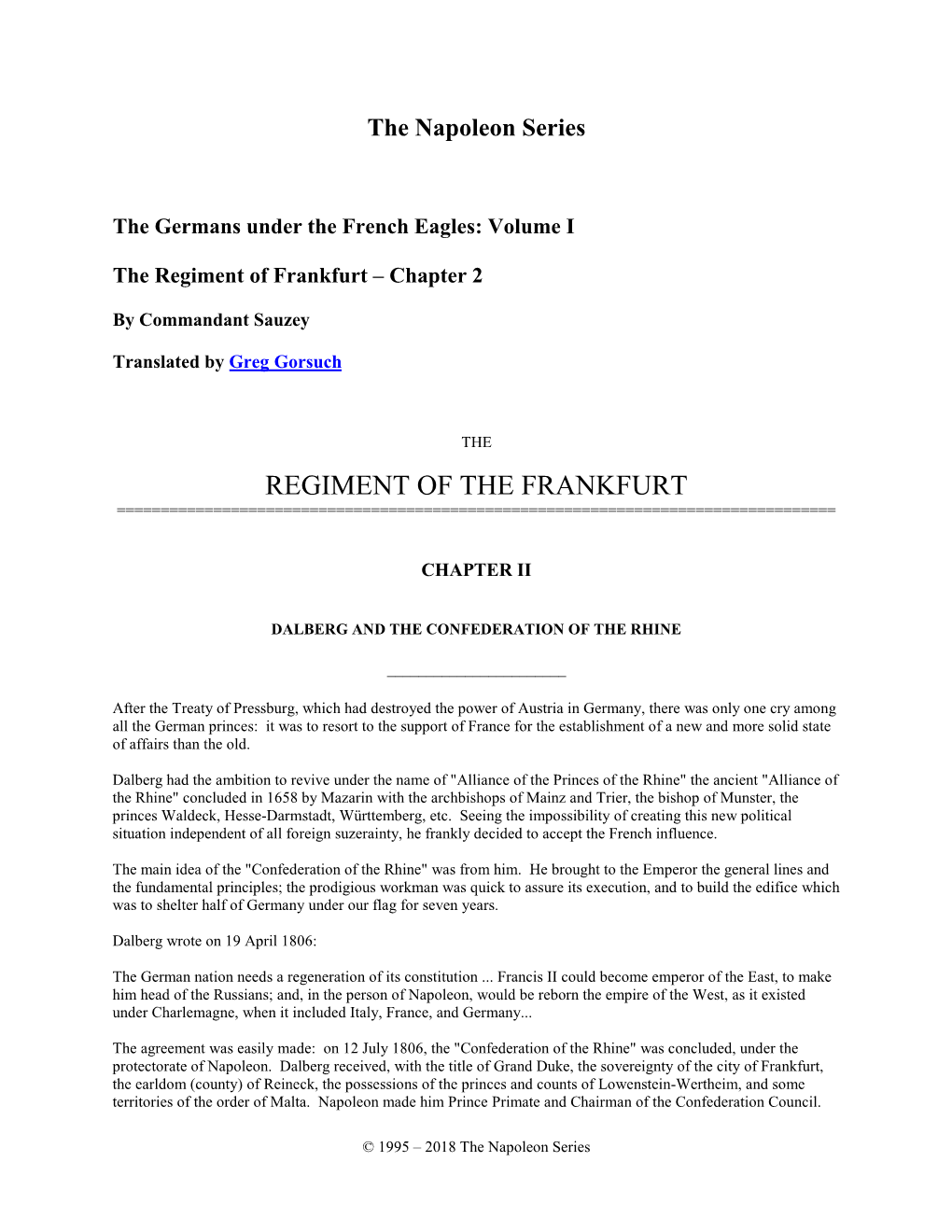 Regiment of the Frankfurt ======