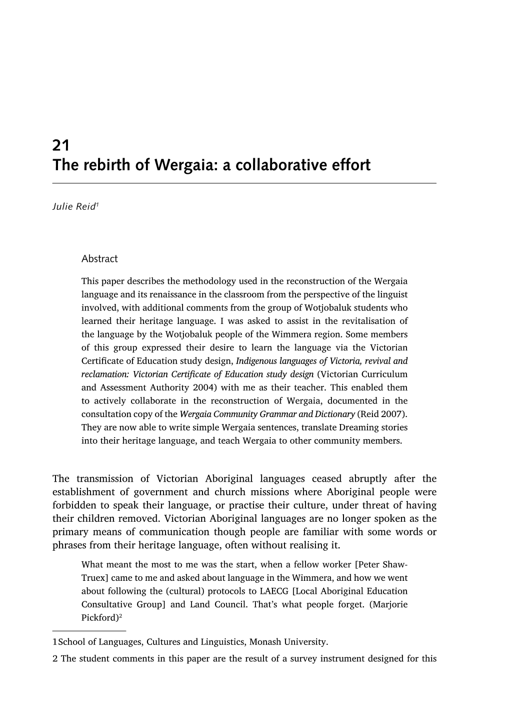 Wergaia: a Collaborative Effort