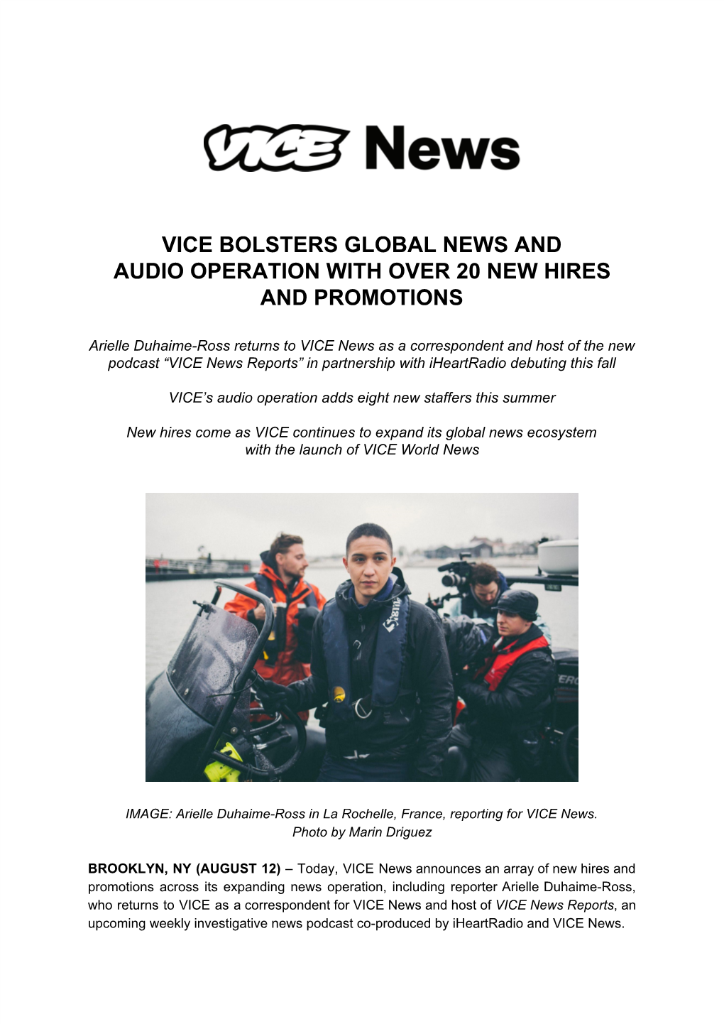 Vice Bolsters Global News and Audio Operation with Over 20 New Hires and Promotions