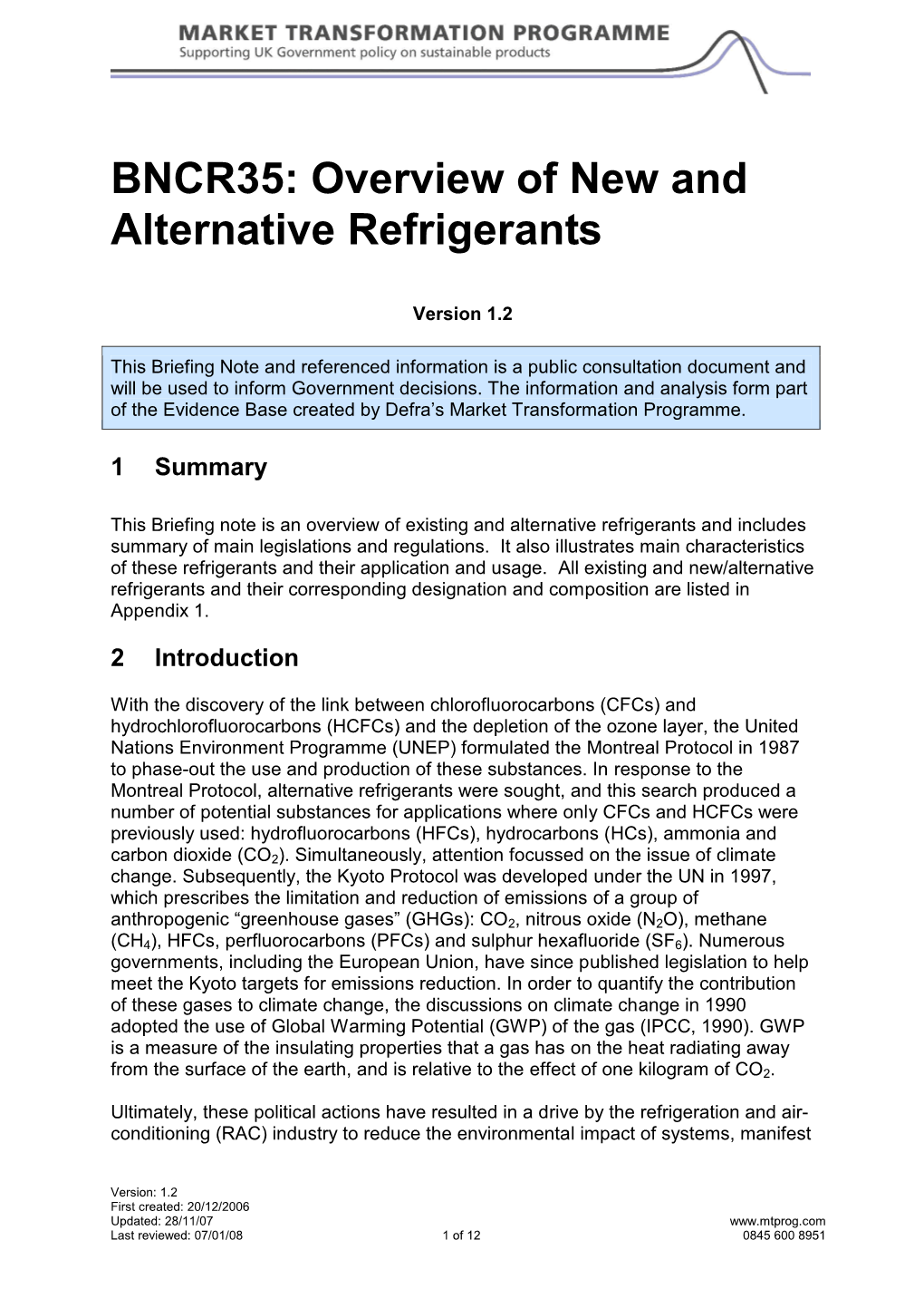 Overview of New and Alternative Refrigerants