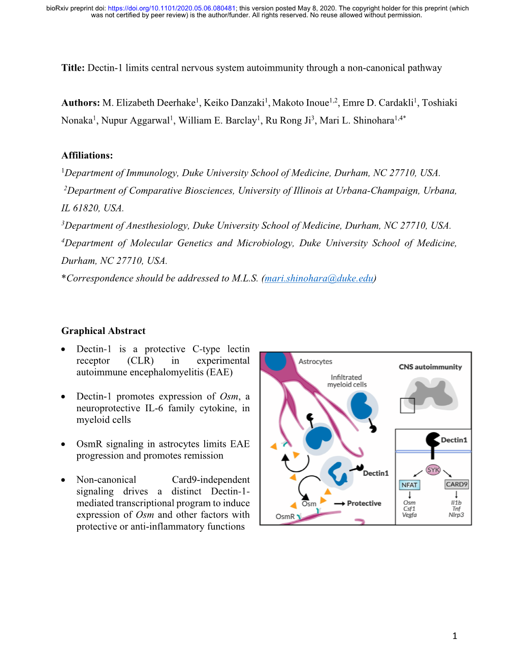 Dectin-1 Limits Central Nervous System Autoimmunity Through a Non-Canonical Pathway