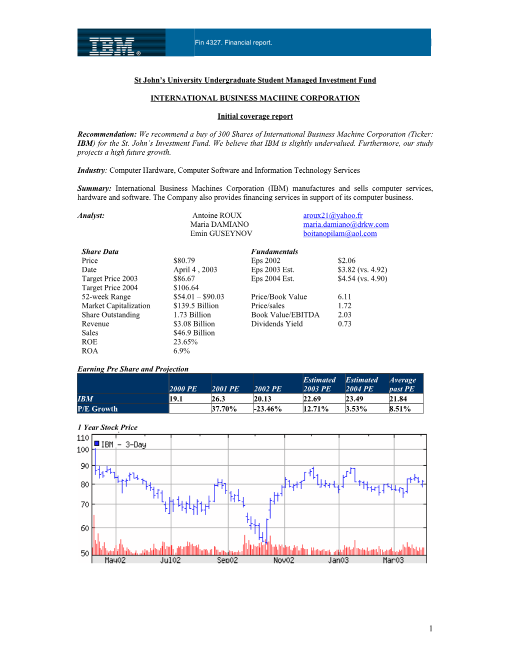 St John's University Undergraduate Student Managed Investment Fund