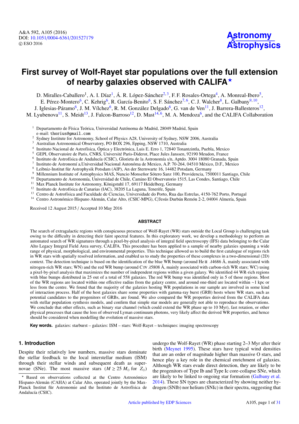 First Survey of Wolf-Rayet Star Populations Over the Full Extension of Nearby Galaxies Observed with CALIFA?