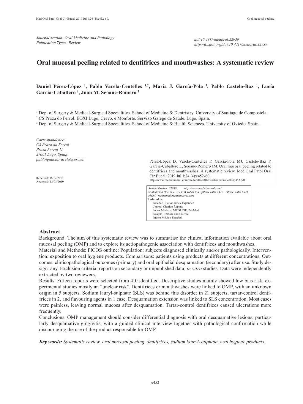 Oral Mucosal Peeling Related to Dentifrices and Mouthwashes: a Systematic Review