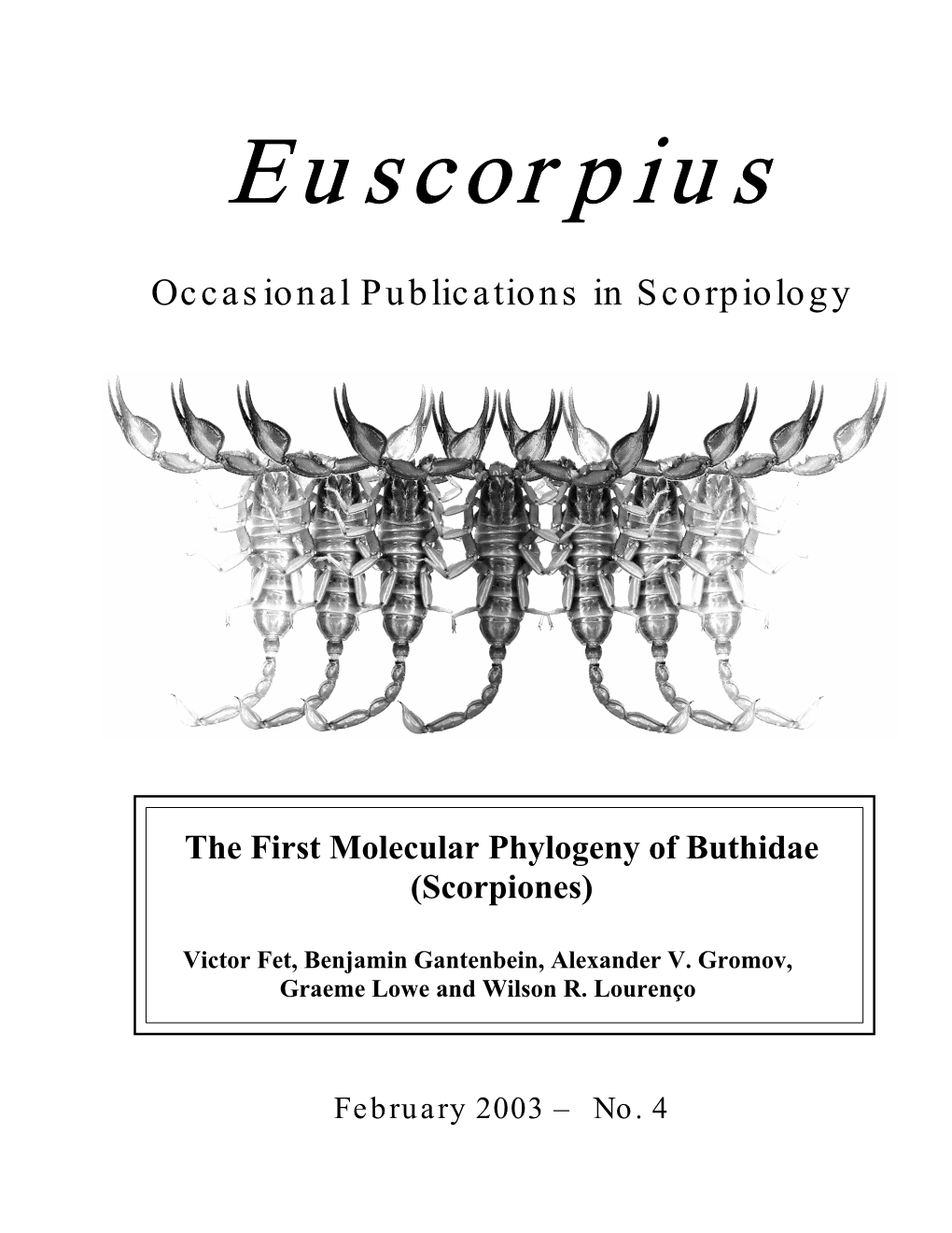 The First Molecular Phylogeny of Buthidae (Scorpiones)