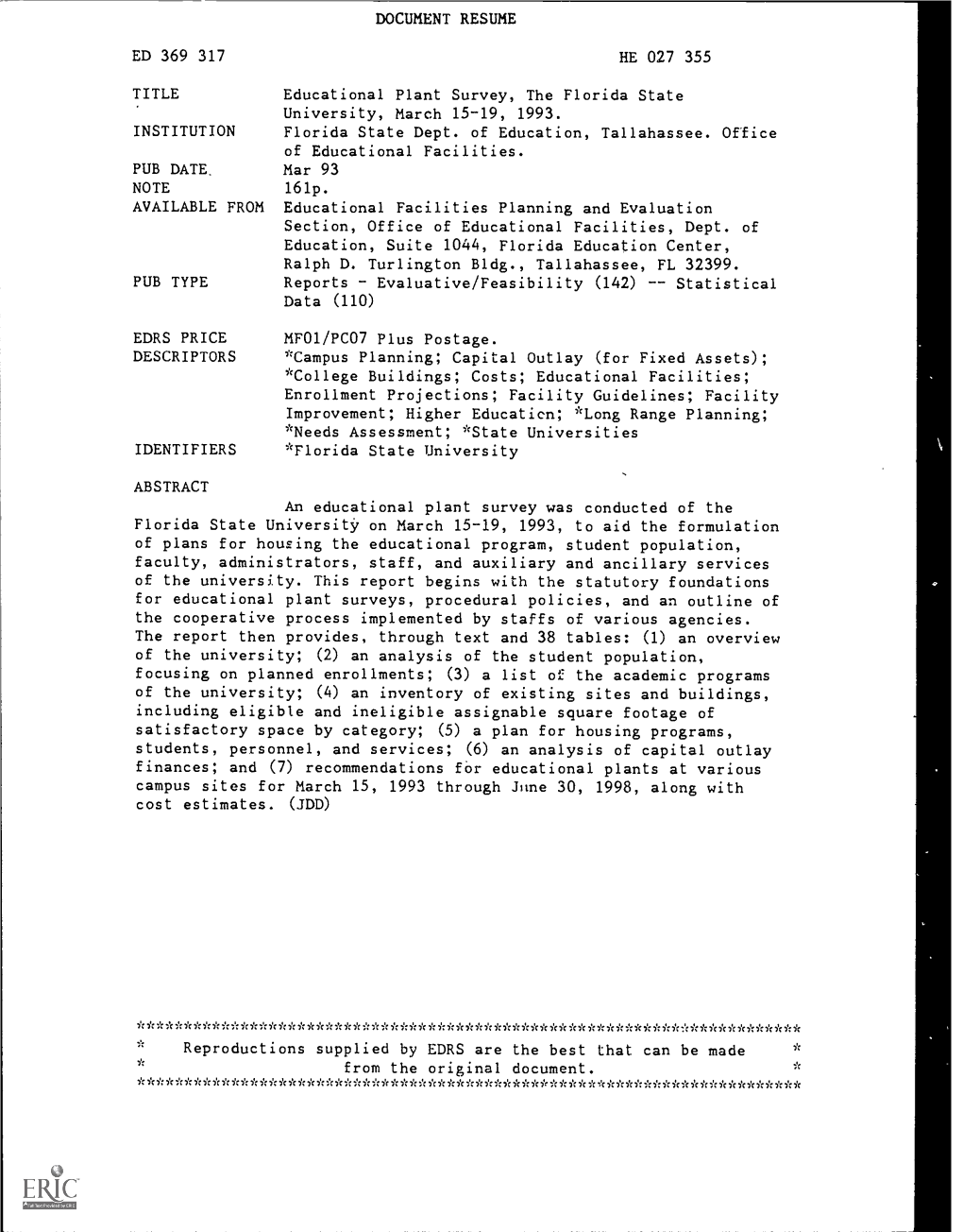 DOCUMENT RESUME ED 369 317 HE 027 355 TITLE Educational