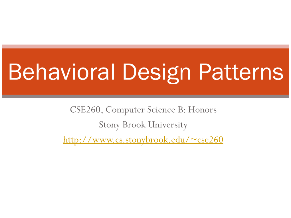 Behavioral Design Patterns