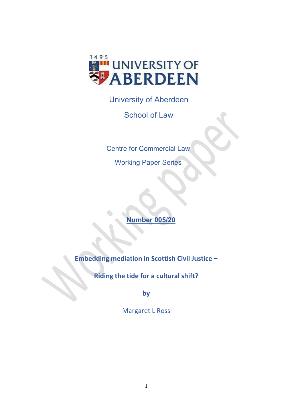 University of Aberdeen School Of
