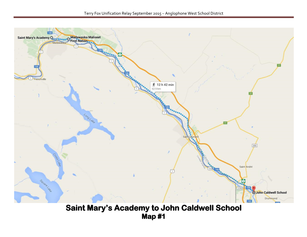 Terry Fox Unification Relay September 2015 – Anglophone West School District