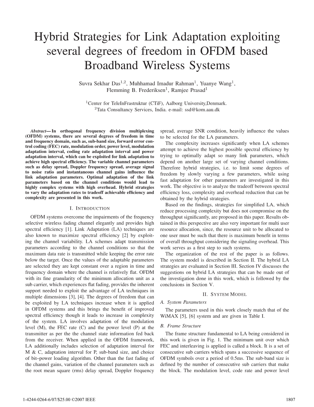 Hybrid Strategies for Link Adaptation Exploiting Several Degrees of Freedom in OFDM Based Broadband Wireless Systems
