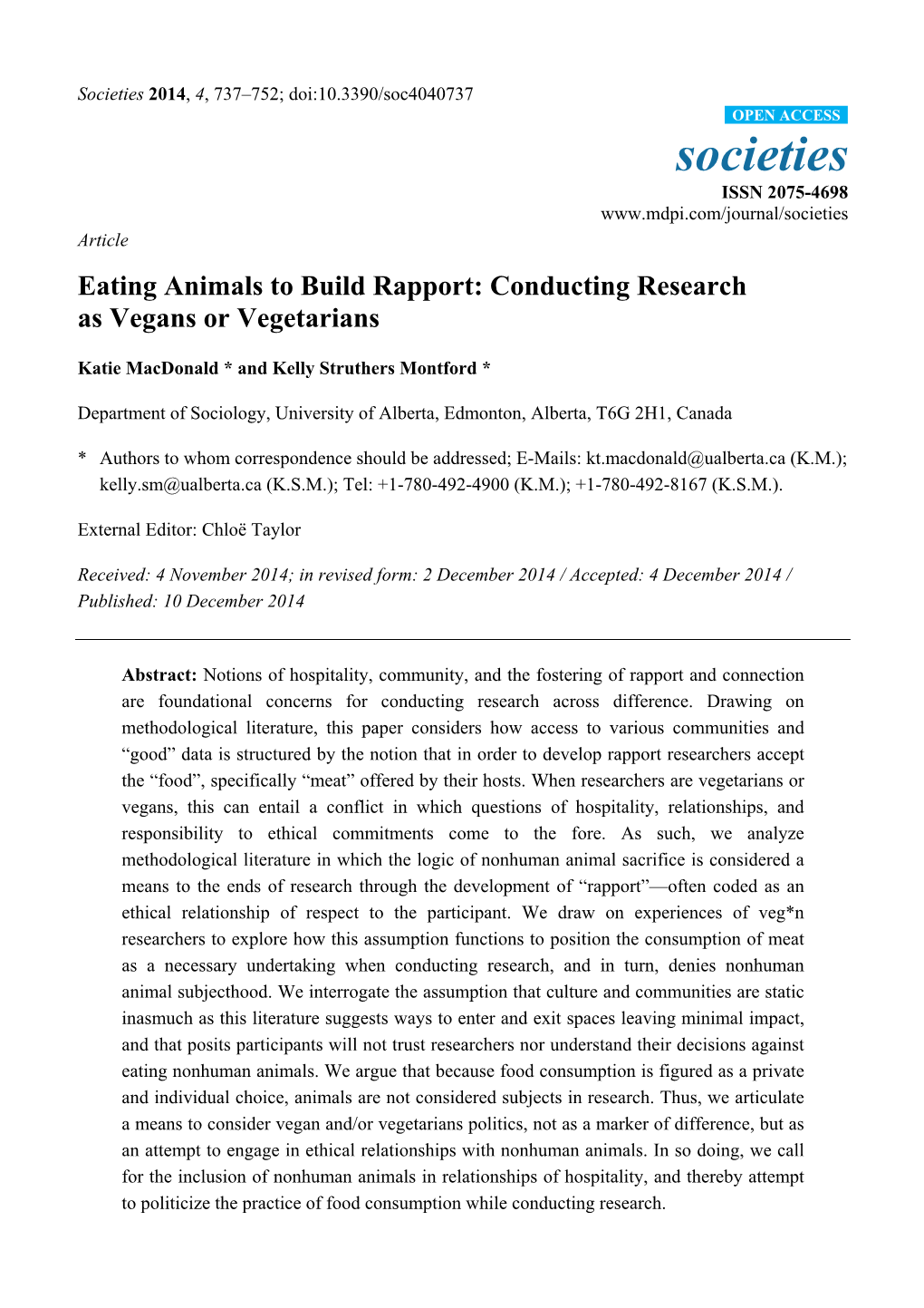 Eating Animals to Build Rapport: Conducting Research As Vegans Or Vegetarians