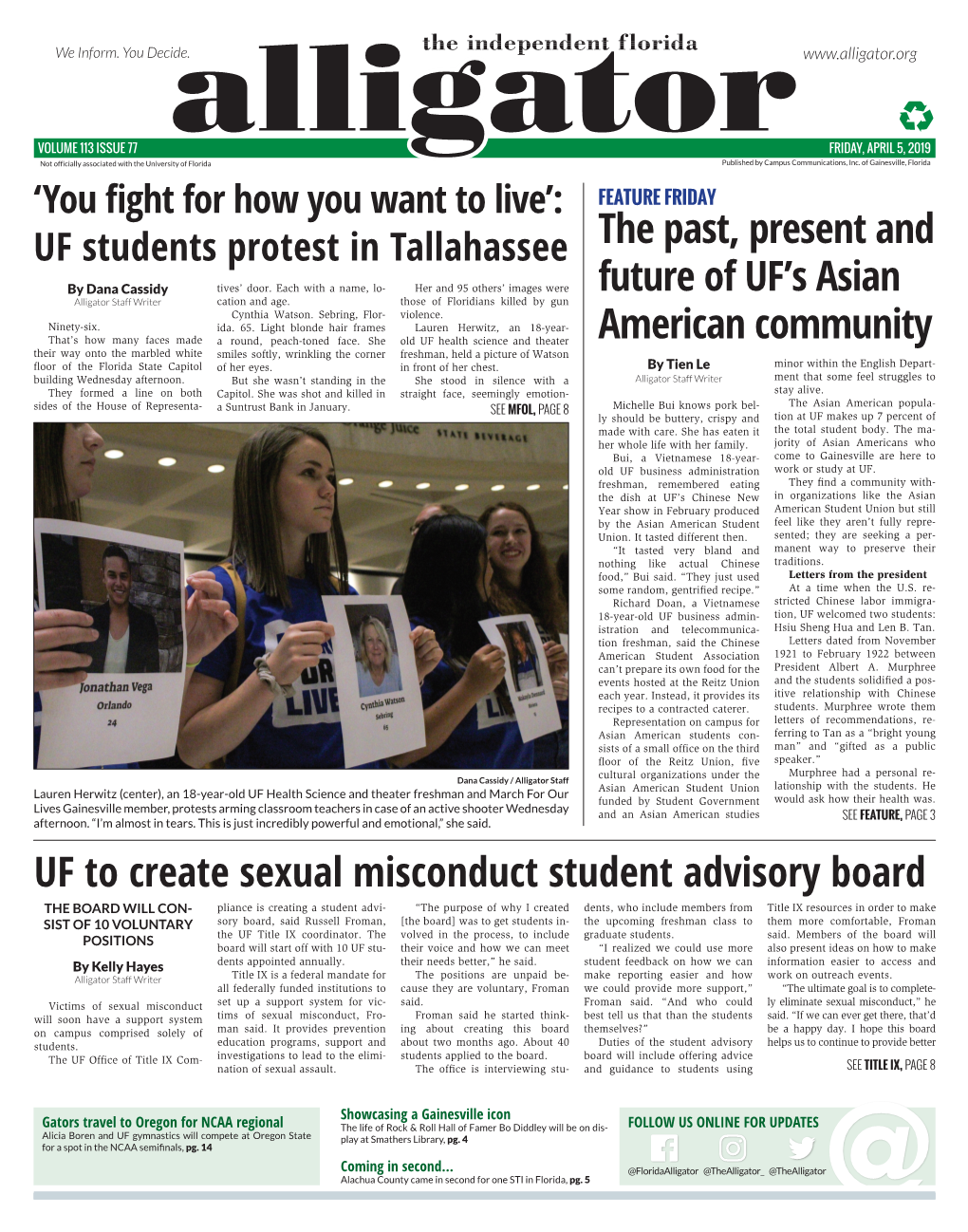 The Past, Present and Future of UF's Asian American Community UF to Create Sexual Misconduct Student Advisory Board