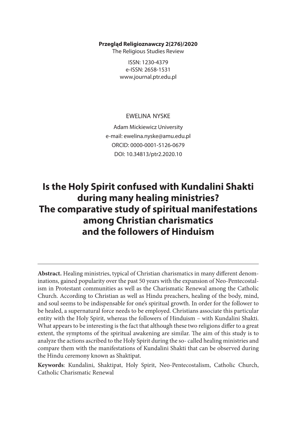 Is the Holy Spirit Confused with Kundalini Shakti During Many