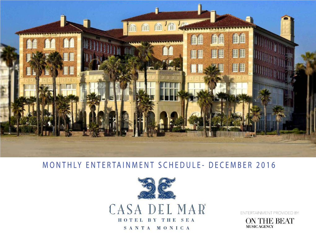 Monthly Entertainment Schedule- December 2016