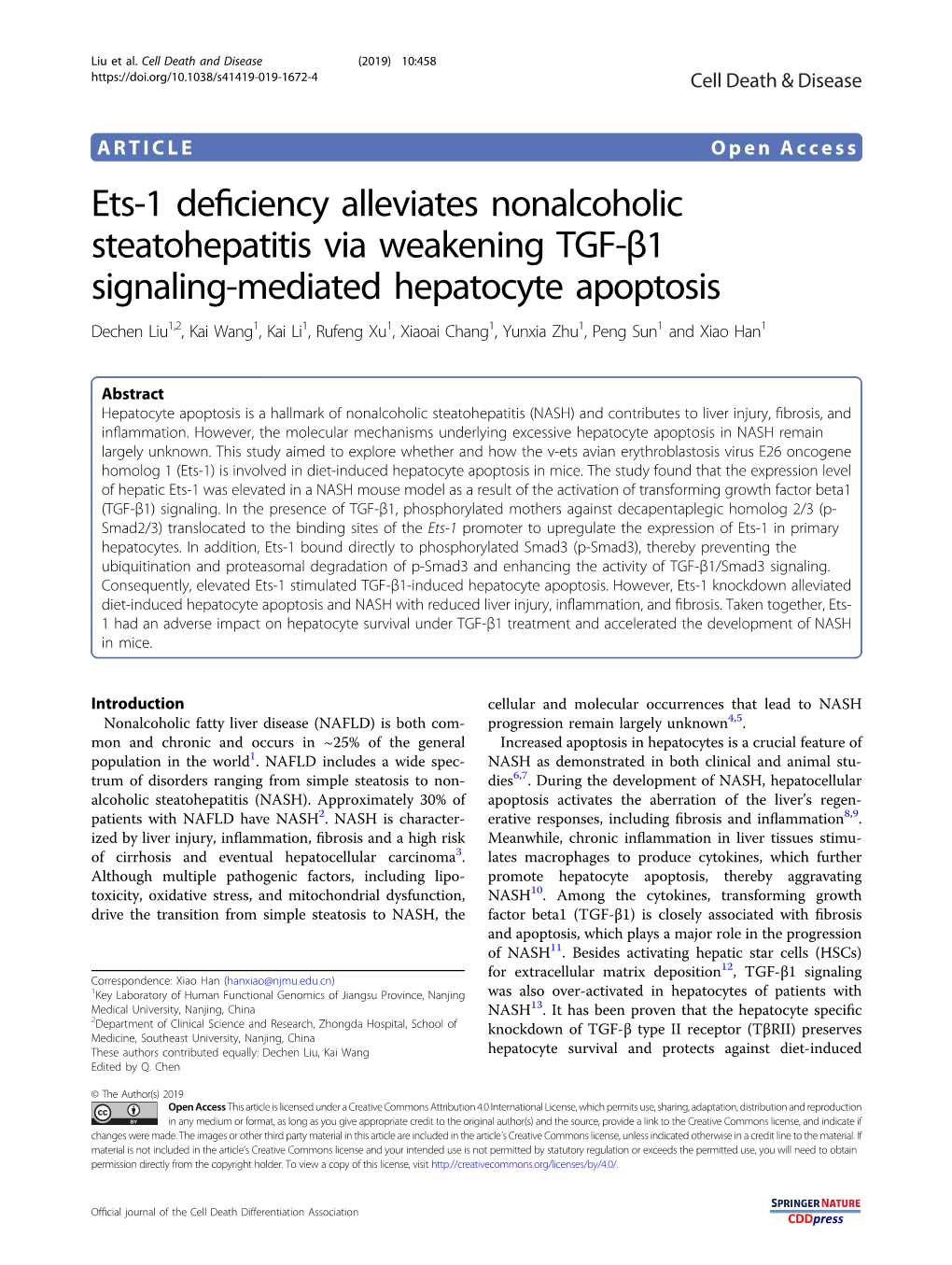 Ets-1 Deficiency Alleviates Nonalcoholic Steatohepatitis Via