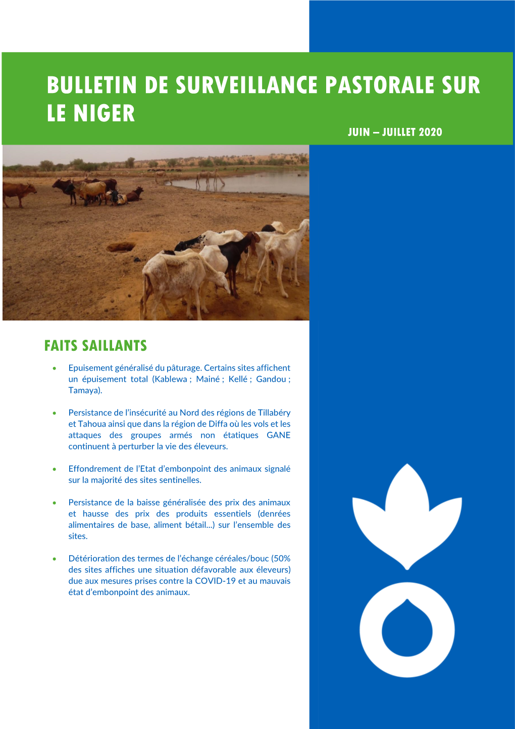 Bulletin De Surveillance Pastorale Sur Le Niger Juin – Juillet 2020