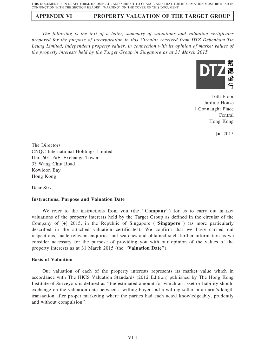 Appendix Vi Property Valuation of the Target Group