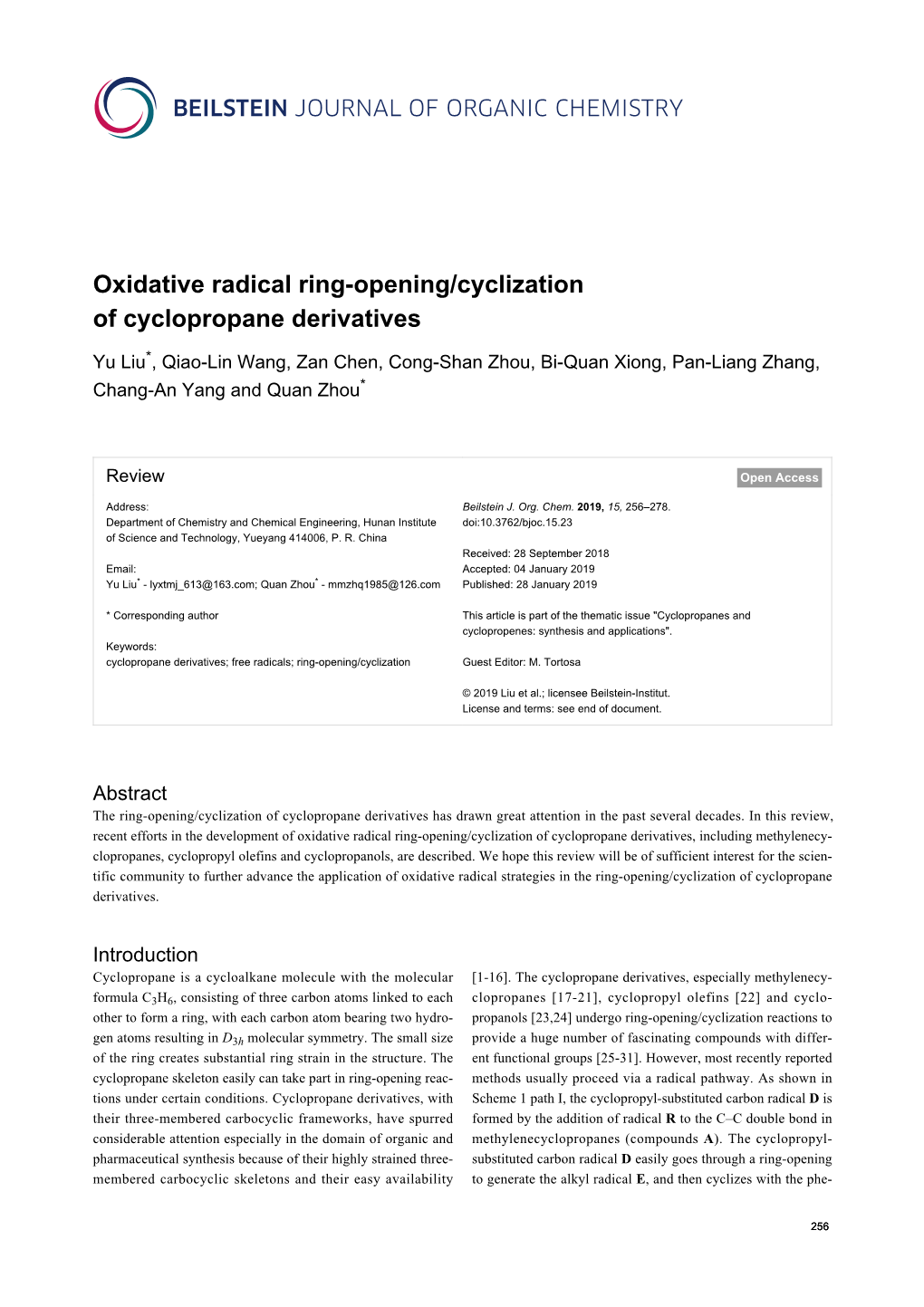 Oxidative Radical Ring-Opening/Cyclization of Cyclopropane Derivatives