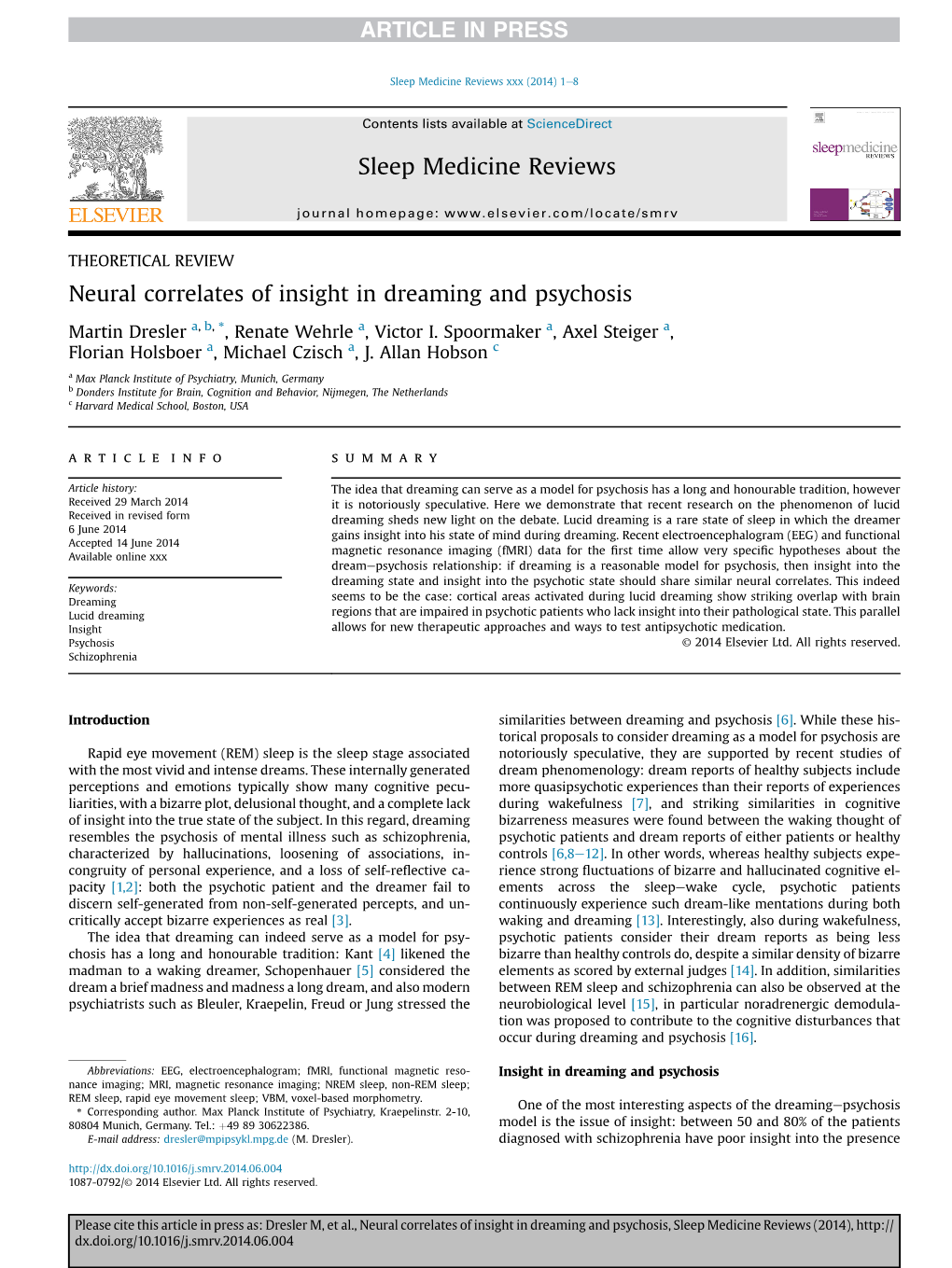 Neural Correlates of Insight in Dreaming and Psychosis