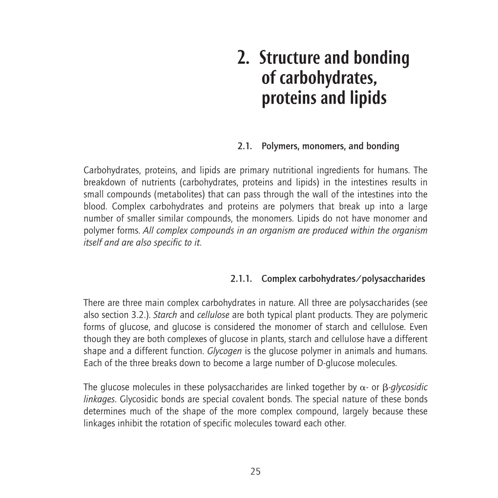 2. Structure and Bonding of Carbohydrates, Proteins and Lipids