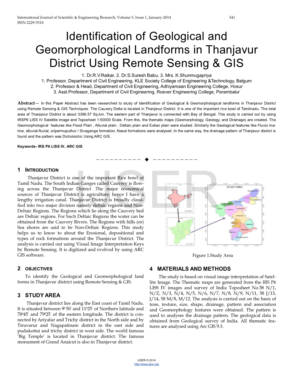 Identification of Geological and Geomorphological Landforms in Thanjavur District Using Remote Sensing &