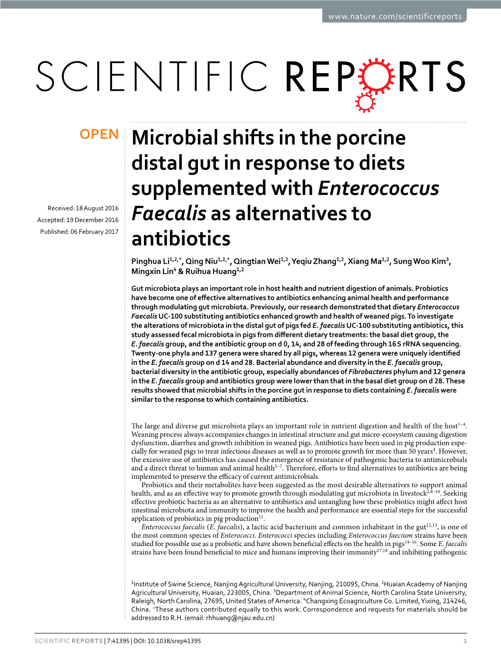 Microbial Shifts in the Porcine Distal Gut in Response to Diets