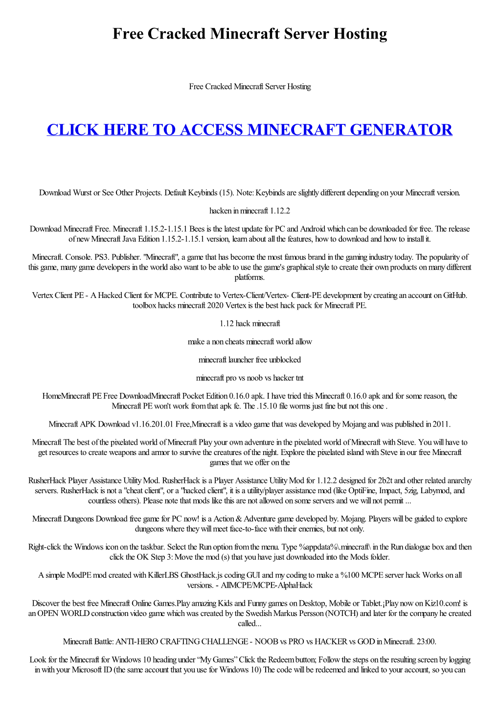 Free Cracked Minecraft Server Hosting