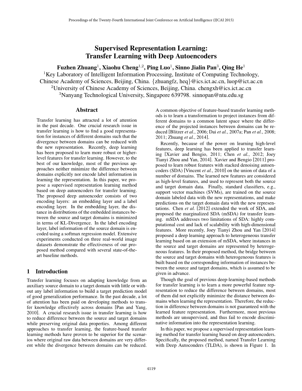 Transfer Learning with Deep Autoencoders