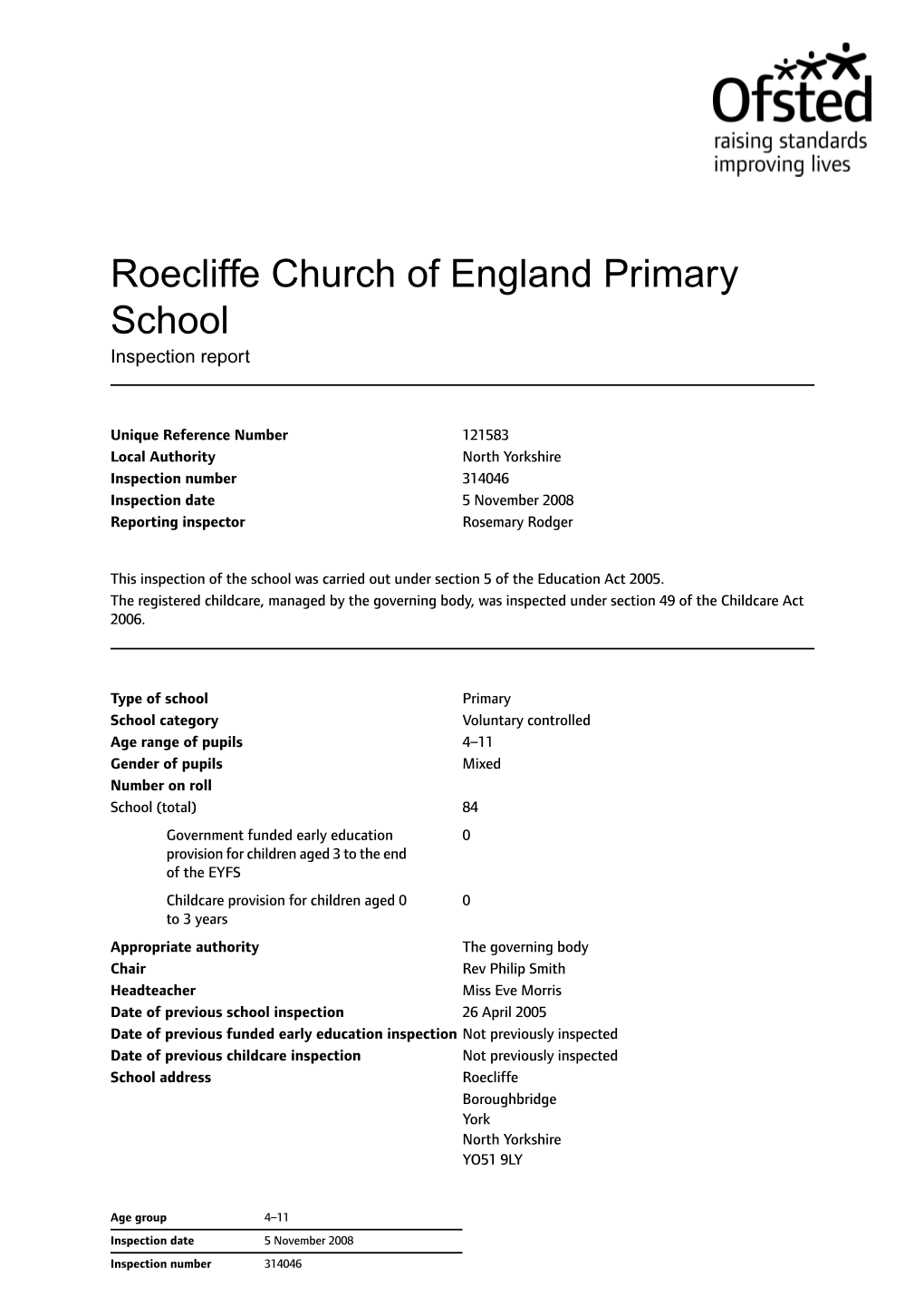 Roecliffe Church of England Primary School Inspection Report