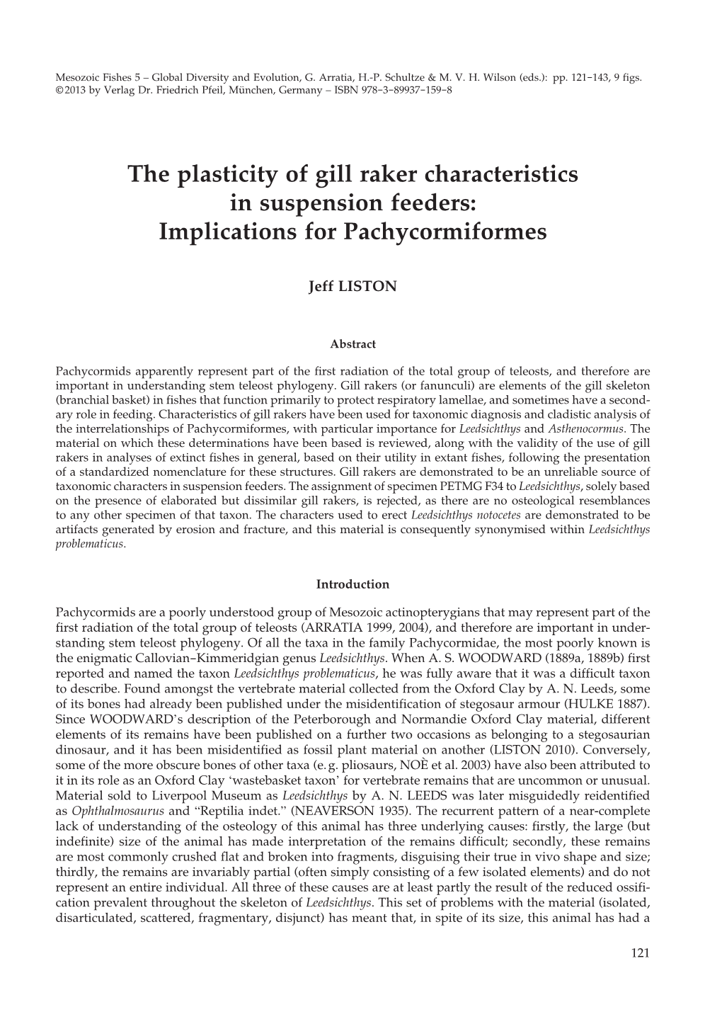 The Plasticity of Gill Raker Characteristics in Suspension Feeders: Implications for Pachycormiformes