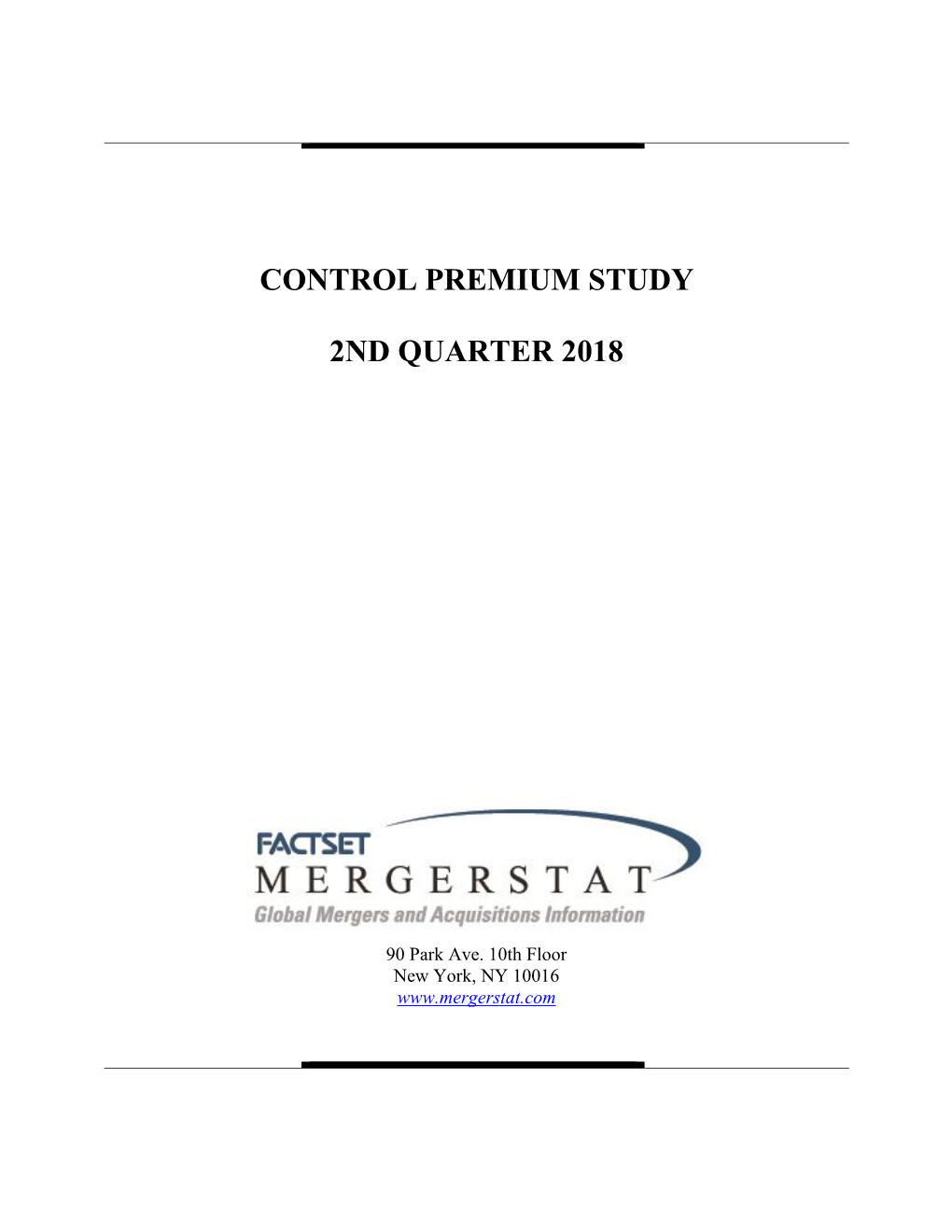 Control Premium Study 2Nd Quarter 2018