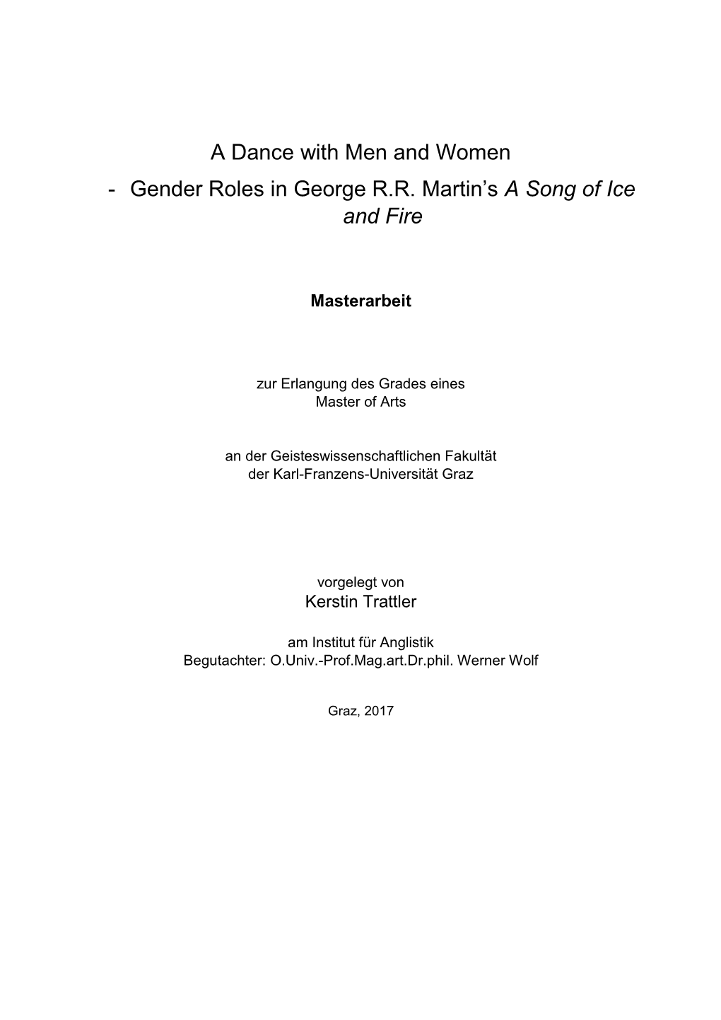 Gender Roles in George RR Martin's a Song of Ice and Fire