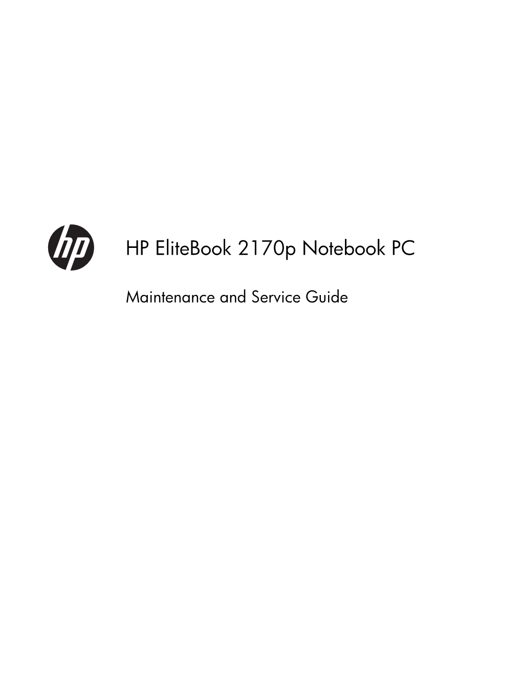 HP Elitebook 2170P Notebook PC Maintenance and Service Guide