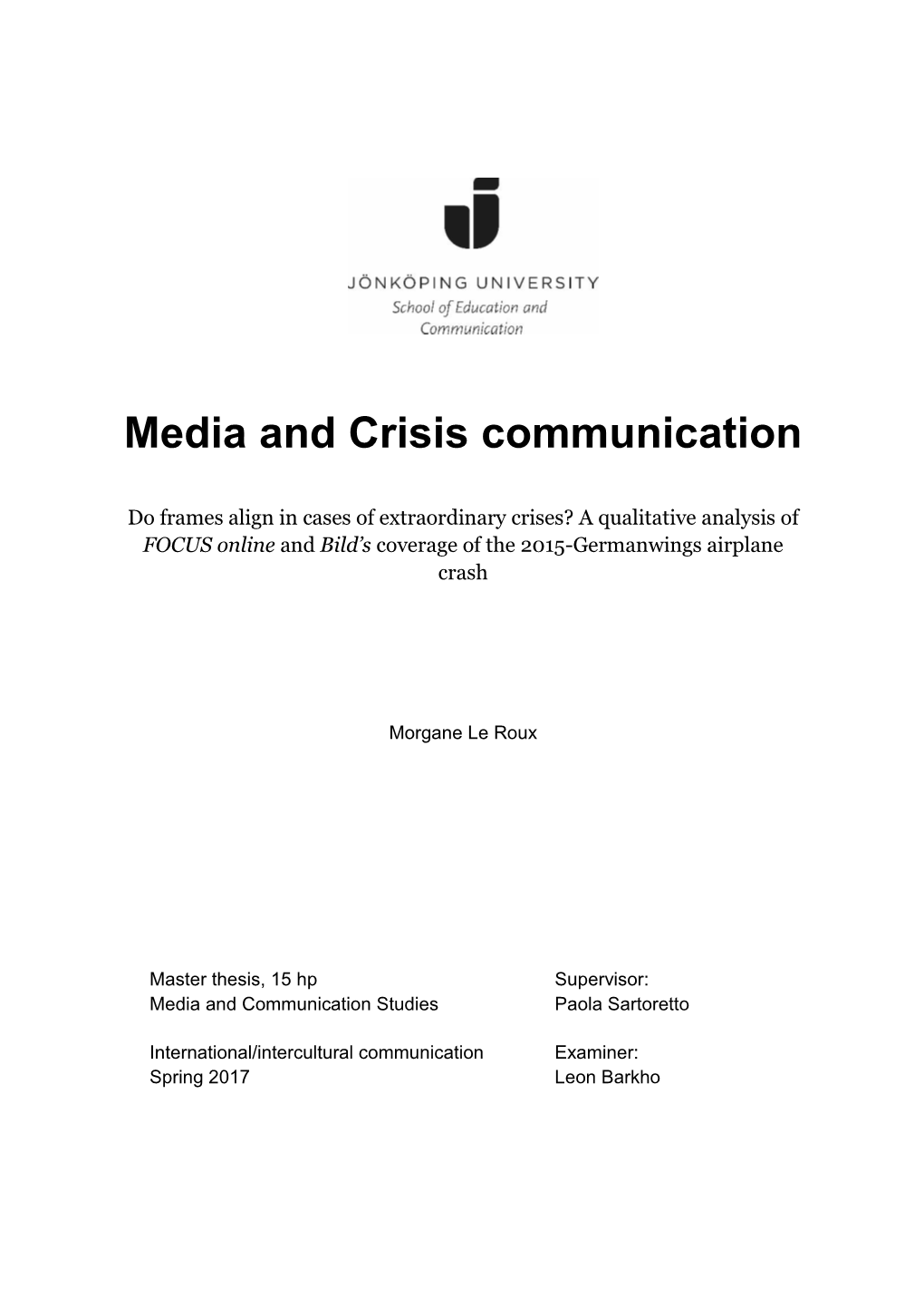 Media and Crisis Communication