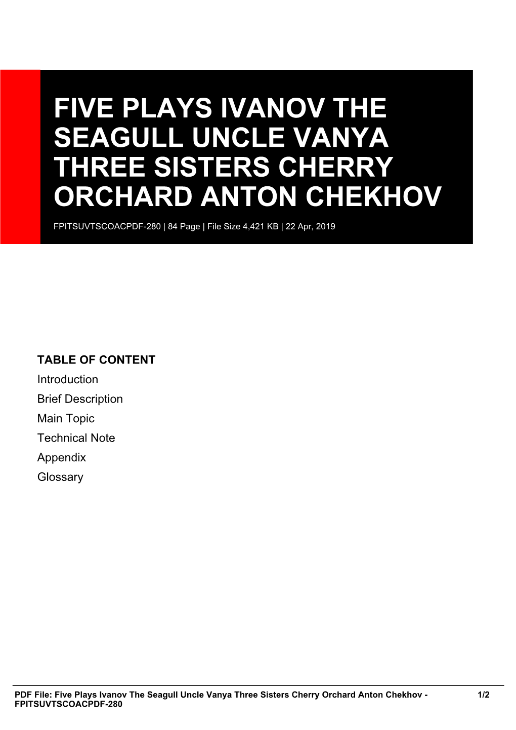 Five Plays Ivanov the Seagull Uncle Vanya Three Sisters Cherry Orchard Anton Chekhov